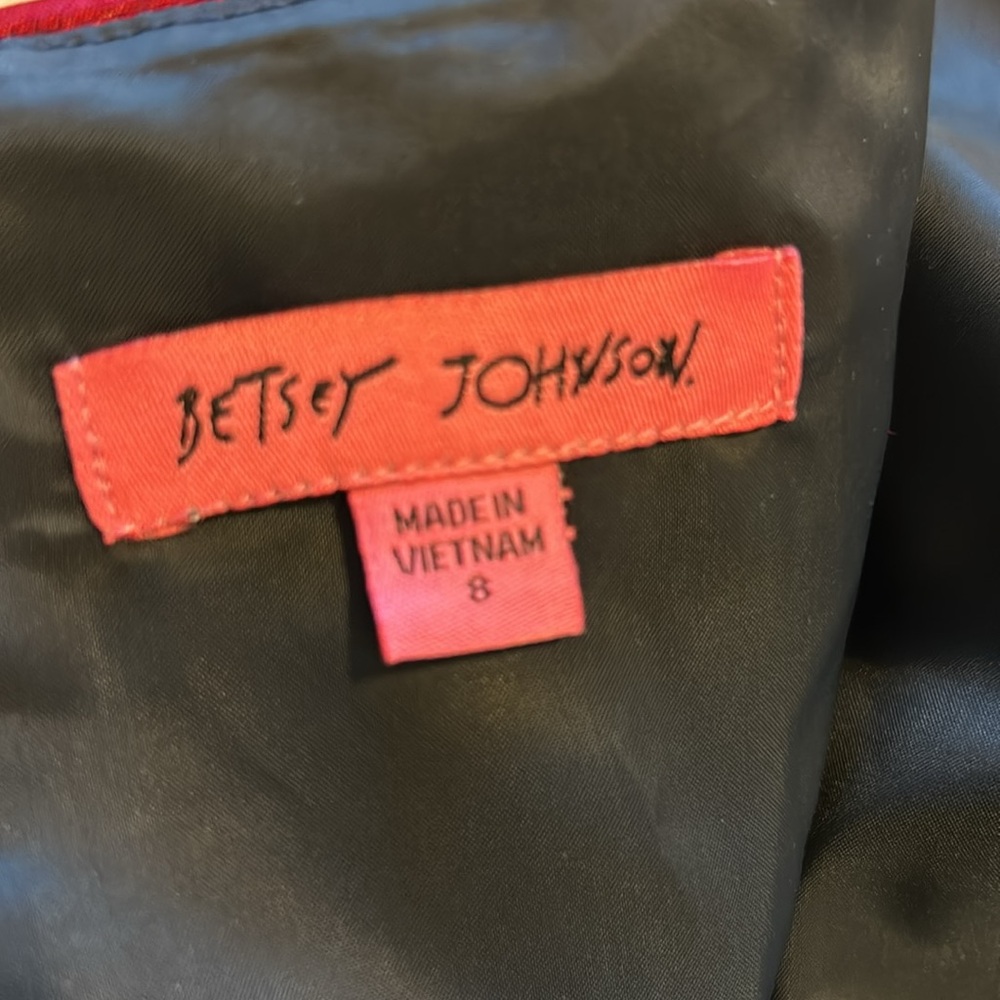 Betsey Johnson | Navy Red Gold Jacquard Leopard Print Shift Dress | 8 - Picture 13 of 16